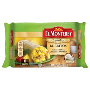 El Monterey Signature Burritos Egg, Sausage, Cheese & Potato - 8 ct