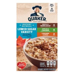 Quaker Instant Oatmeal Lower Sugar Variety Pack - 10 ct