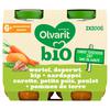 Olvarit Bio petit pot repas bébé - carotte, petits pois, poulet et pommes de terre 6 mois 2 x 200 g