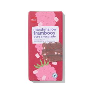 Hema chocoladereep puur marshmallow framboos