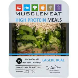 Muscle Meat High Protein Meals Biefstuk Teriyaki Wok Verde - Bruine Rijst