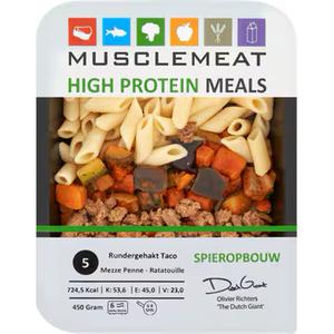 Muscle Meat High Protein Meals Rundergehakt Taco Mezze Penne - Ratatouille Spieropbouw