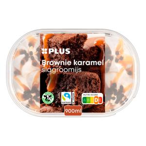 PLUS Slagroomijs brownie karamel