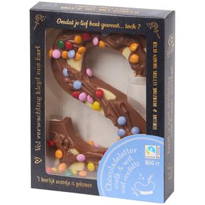 Smikkelhuys Luxe chocoladeletter melk & wit met confetti