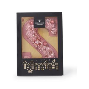 Patisserie de Bijenkorf Chocoladeletter S Roze met roomchocolade