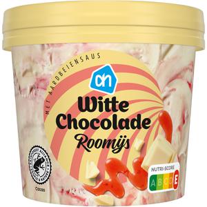 AH Witte chocolade roomijs aardbeiensaus