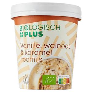 Biologisch PLUS IJs Vanille, karamel en walnoot