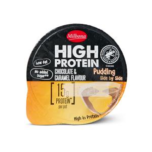 Milbona High protein duo pudding chocola-karamel