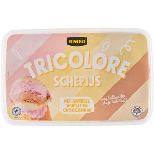 Jumbo Tricolore Schepijs met Aardbei, Vanille en Chocosmaak 1250 g