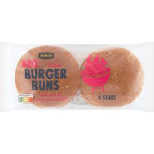 Jumbo BBQ Witte Burger Buns met Sesam en Maanzaad 4 Stuks