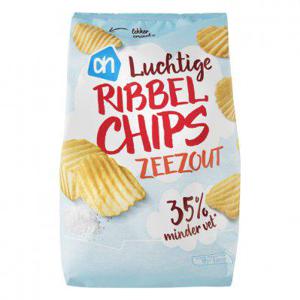 AH Ribbelchips zeezout 35% minder vet