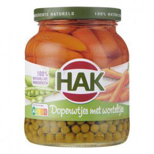 Hak Doperwtjes met worteltjes