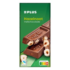 PLUS Chocoladereep melk hazelnoot Fairtrade