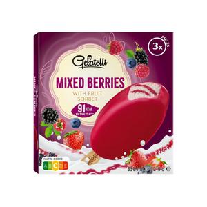 Gelatelli Vanille-ijs met vruchtensorbet bessen
