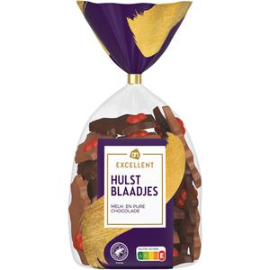 AH Excellent Hulstblaadjes melk- en pure chocolade