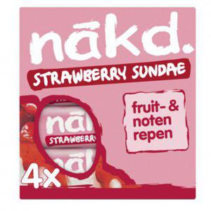 Nakd. Strawberry sundae fruitreep met noten