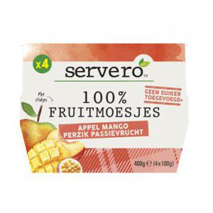 Servero 100% Fruitmoes appel mango perzik passie