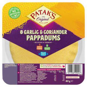 Patak's Pappadums garlic coriander kant en klaar