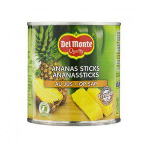 Del Monte Ananassticks op sap