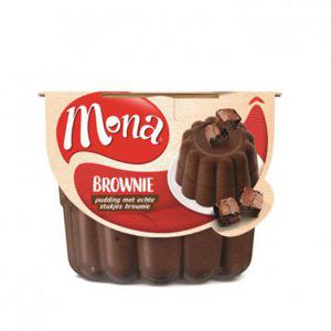 Mona Browniepudding met echte stukjes brownie