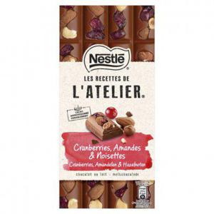 L'Atelier Melk chocolade reep cranberry hazelnoot