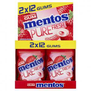 Mentos Gum Aardbei mini potje