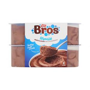 Bros Mousse Melkchocolade met Chocoladesaus 4 x 59g