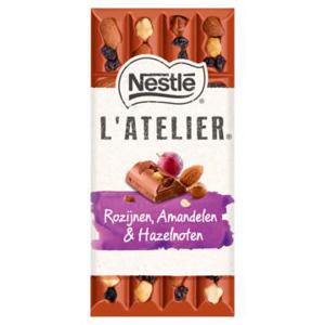 NESTLÉ L'ATELIER melk chocolade reep rozijn hazelnoot amandel