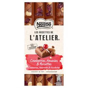 NESTLÉ L'ATELIER melk chocolade reep cranberry hazelnoot