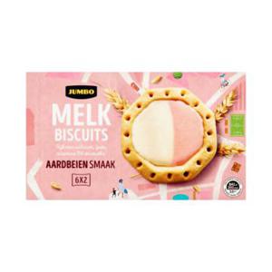 Jumbo Melk Biscuits Aardbeiensmaak 6 x 2 Stuks 41g