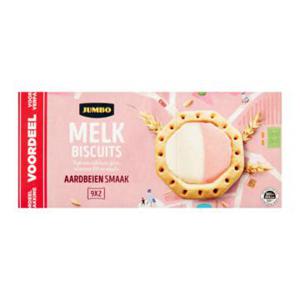 Jumbo Melk Biscuits Aardbeiensmaak 9 x 2 Stuks 41g - Voordeelverpakking