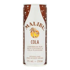 Malibu Cola Caribbean Rum with Coconut & Cola Flavours 250ml