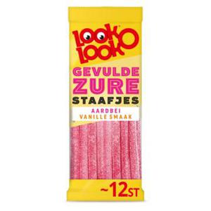 Look-O-Look Gevulde Zure Staafjes Aardbei Vanille Smaak 125g