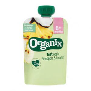 Organix Knijpfruit Just Appel, Ananas & Kokos 6 Maanden 100g