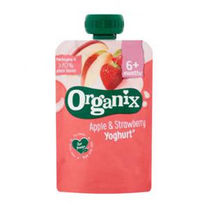 Organix Knijpfruit Appel, Aardbei & Yoghurt 6 Maanden 100g