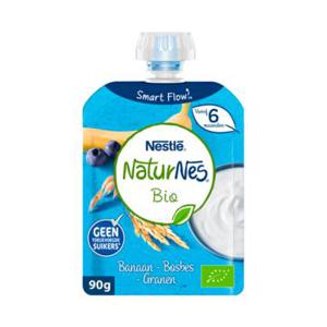 NaturNes® Bio Banaan, Bosbes, Granen 6+ knijpfruit biologisch