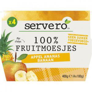 Servero 100% Fruitmoes appel ananas banaan