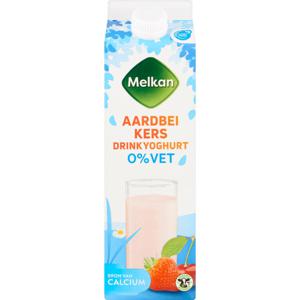 Melkan Zuiveldrink aardbei-kers 0% vet