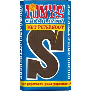 Tony's Chocolonely Chocoladeletter puur pepernoot