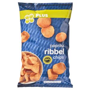 PLUS Ribbelchips paprika Doos zak 215 gram