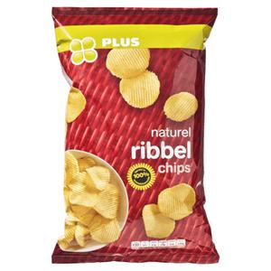 PLUS Ribbelchips naturel Doos zak 215 gram