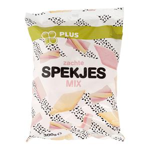 PLUS Zachte spekjes mix Doos zak 300 gram