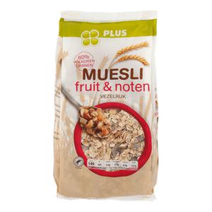 PLUS Muesli fruit & noten Doos zak 450 gram