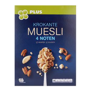 PLUS Krokante muesli 4 noten Doos doos 650 gram