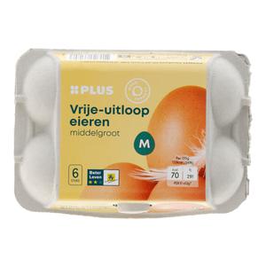 PLUS Vrije uitloopeieren Middelgroot Doos doos 6 stuks