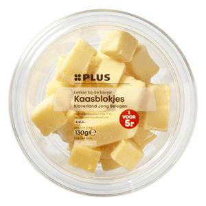 PLUS Klaverland Jong belegen 48+ kaasblokjes Doos bak 130 gram