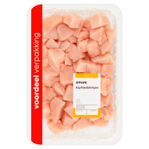 PLUS Kipfiletblokjes naturel Doos bak 600 gram