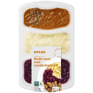 PLUS Rode kool met hachee en aardappelpuree Doos bak 500 gram