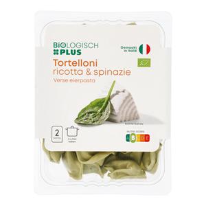 Biologisch PLUS Tortelini ricotta spinazie biologisch Doos bak 250 gram