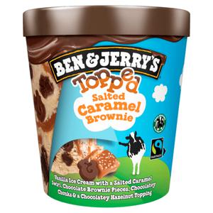 Ben&Jerry's Topped salted caramel brownie Fairtr Doos beker 465 ml